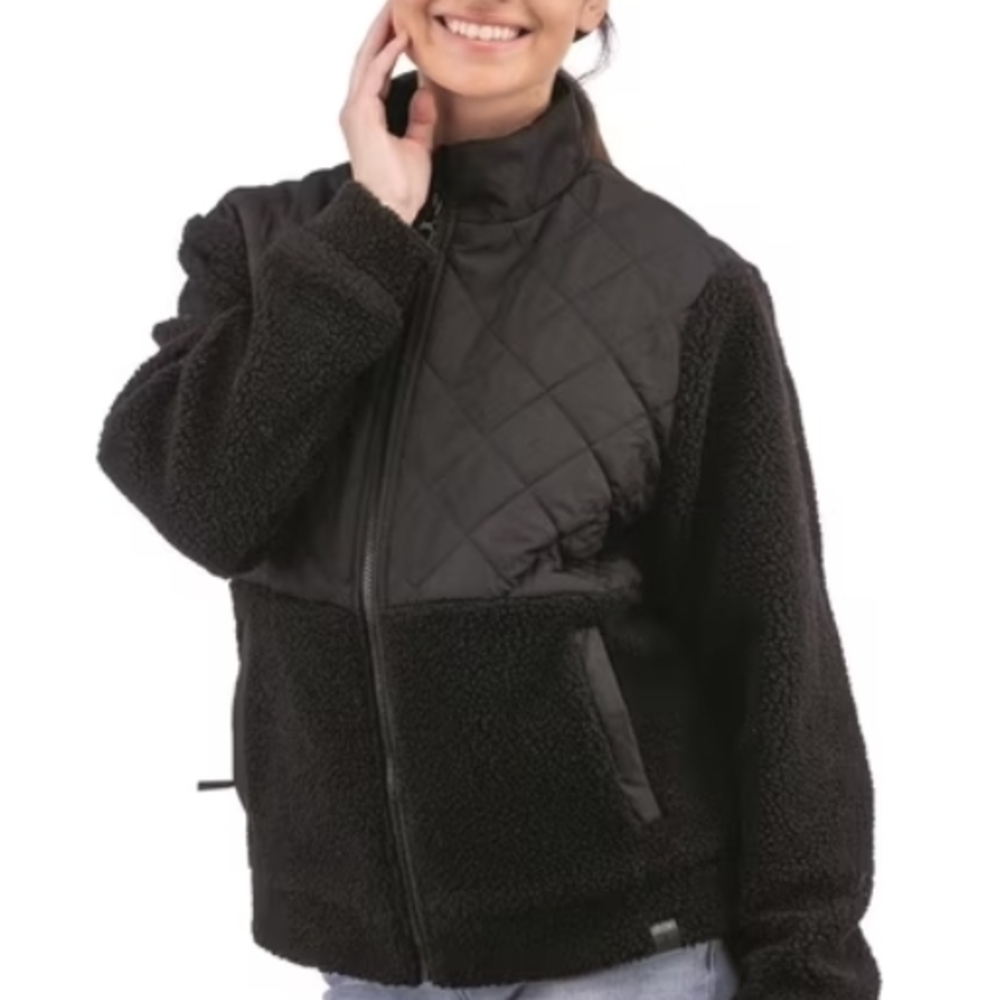 Liv Outdoor Women's Black Quilted Sherpa Dahlia Full Zip Fall Jacket
